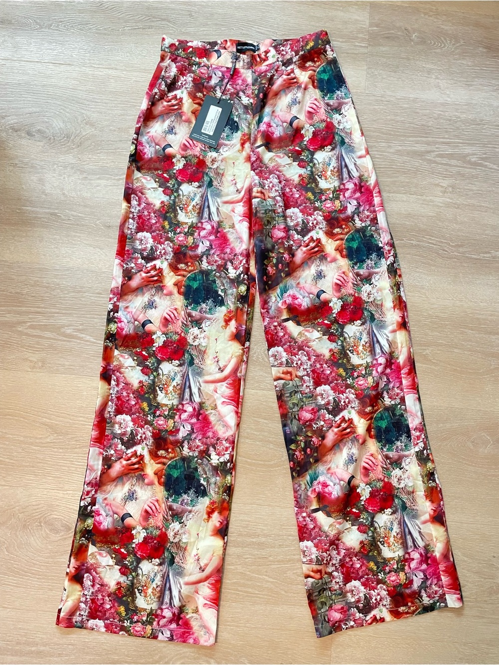 PrettyLittleThing Floral Print Wide-Leg Trousers - Pink Red Green Black